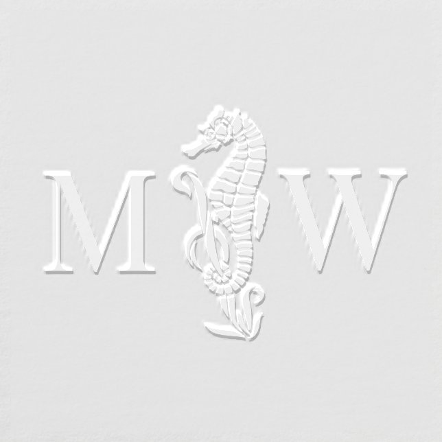 Seahorse Sea Horse 2 Initial Wedding Monogram Embosser (Design)