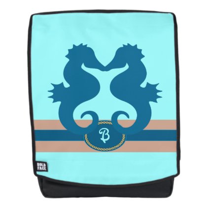 Seahorse Sea Kiss Monogrammed Backpack