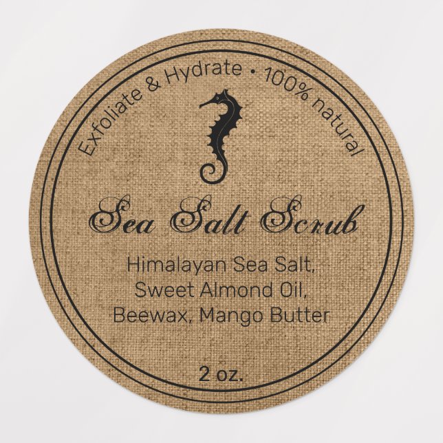 Seahorse Sea Salt Scrub Labels (Design 1)
