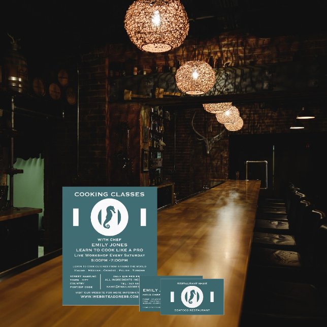 Seahorse, Seafood, Chef, Cooking Business Card (Creator Uploaded)