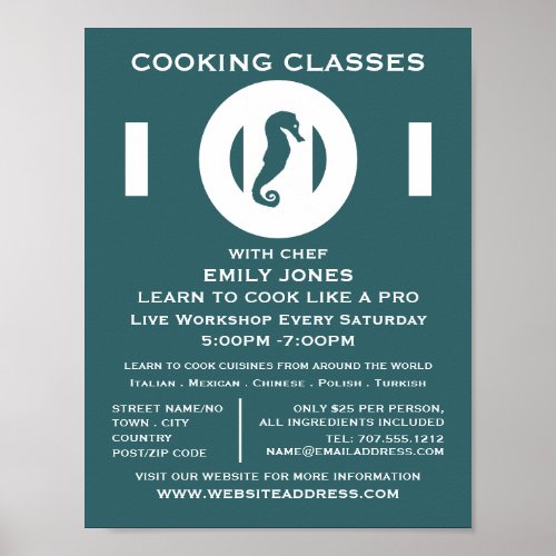 Seahorse Seafood Cooking Classes Advertising Poster