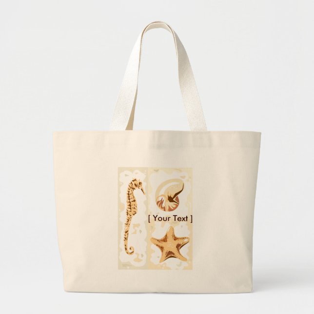 Seahorse Seashells Aquatic Life Tote Bag (Front)
