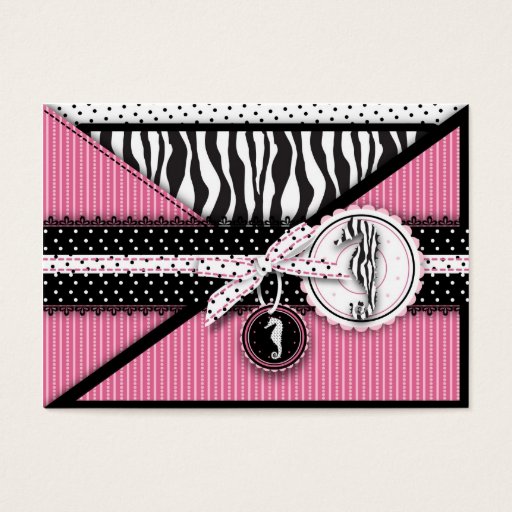 Customizable Seahorse Sensation Pink Thank You Notecard Business Cards