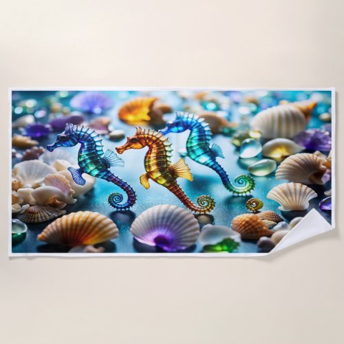 Seahorse Serenity Underwater Oasis Beach Towel