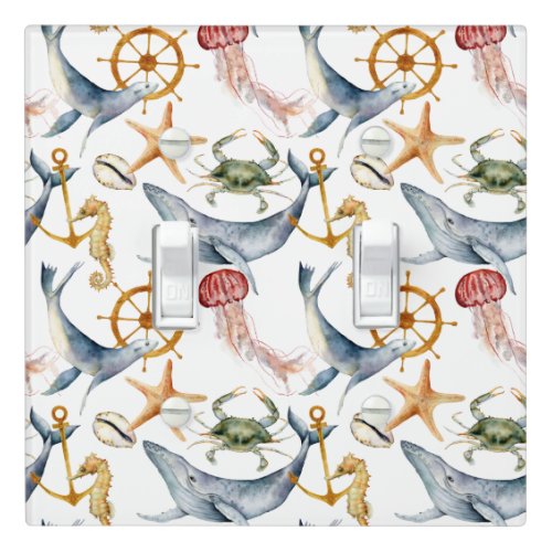 Seahorse Ships Wheel whales Crab Starfish  Light Switch Cover