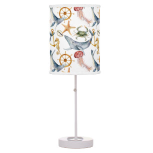 Seahorse, Ships Wheel, whales, Crab, Starfish Table Lamp