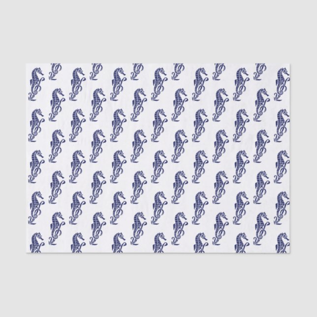 Seahorse Silhouette #2 Beach Theme - Blue Tissue Paper (Front)