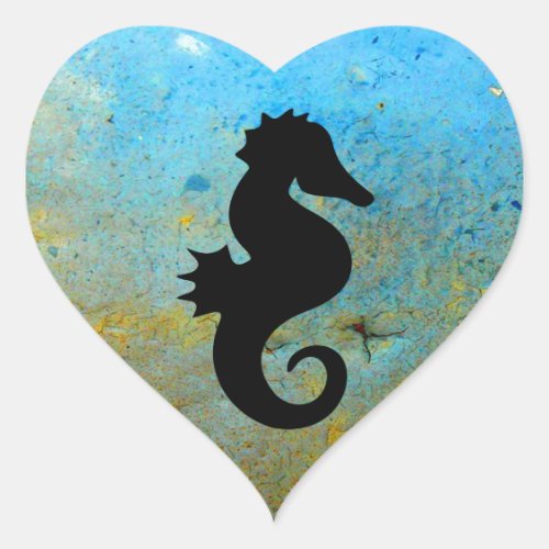 Seahorse Silhouette Heart Sticker