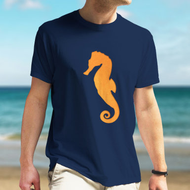 Seahorse Silhouette Orange Cool Simple Nautical