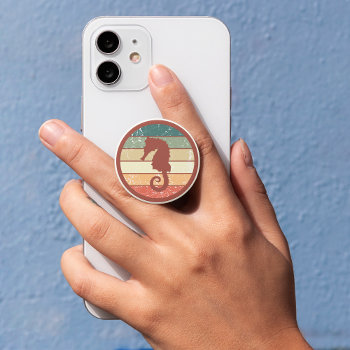 Seahorse Silhouette Retro Rainbow Popsocket by Westerngirl2 at Zazzle