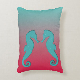 Seahorse silhouettes Simple aquatic nautical beach Accent Pillow