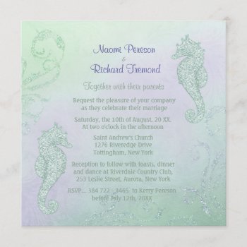 Seahorse Sparkle Wedding Invitation by SpiceTree_Weddings at Zazzle