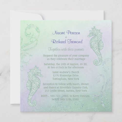 Seahorse Sparkle Wedding Invitation