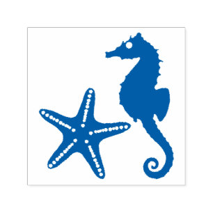 Seahorse & Star Fish Silhouette Self-inking Stamp