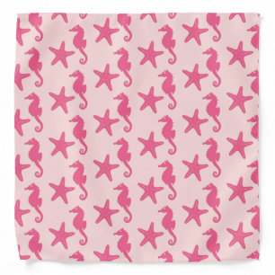 Seahorse & starfish - coral pink bandana