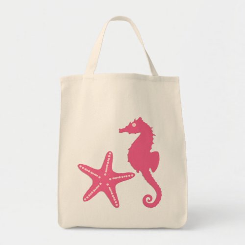 Seahorse  Starfish fuchsia pink Tote Bag