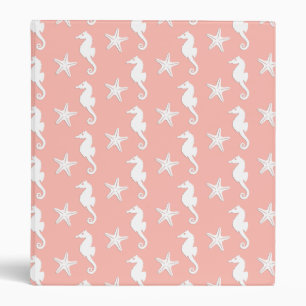 Seahorse & starfish - Light Coral Pink Binder