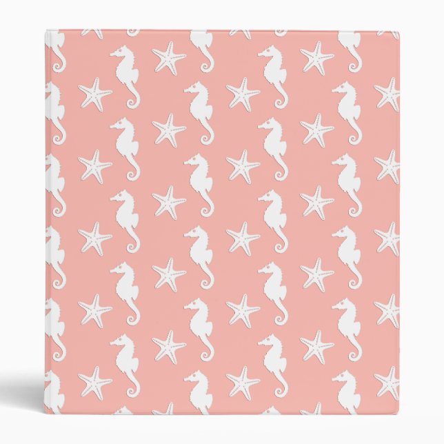 Seahorse & starfish - Light Coral Pink Binder (Front)
