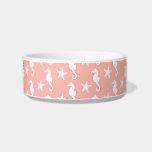 Seahorse & starfish - Light Coral Pink Bowl<br><div class="desc">Mixed media digital rendition of a seahorse and starfish against a light coral pink background</div>