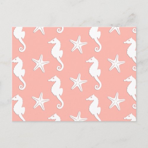 Seahorse  starfish _ Light Coral Pink Postcard