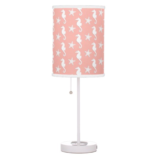 Seahorse & starfish - Light Coral Pink Table Lamp (Right)