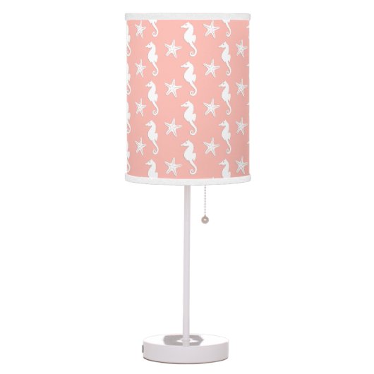 Seahorse & starfish - Light Coral Pink Table Lamp (Left)