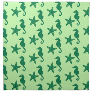 Seahorse & starfish - lime and emerald green napkin