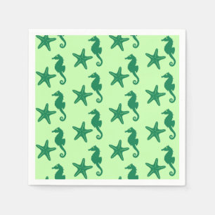 Seahorse & starfish - lime and emerald green paper napkins