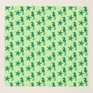 Seahorse & starfish - lime and emerald green scarf