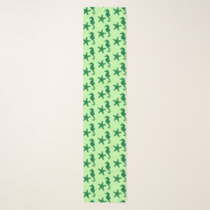 Seahorse & starfish - lime and emerald green scarf