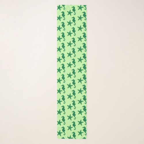 Seahorse  starfish _ lime and emerald green scarf