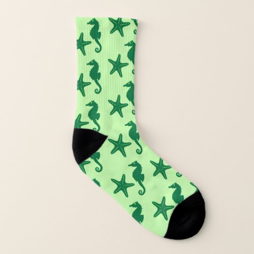 Seahorse  starfish _ lime and emerald green socks