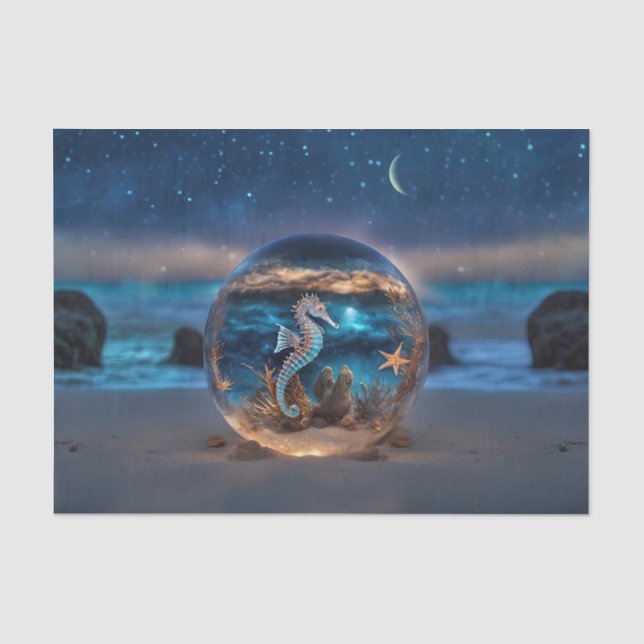 Seahorse Starfish Nautical  Tissue Paper (Front)