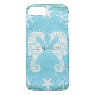 Seahorse Starfish Ocean Beach Sea Watercolor Blue iPhone 8/7 Case