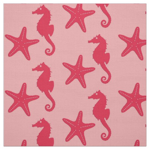 Seahorse  starfish _ shades of coral pink fabric