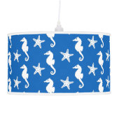 Seahorse & starfish - white on cobalt blue ceiling lamp (Right)