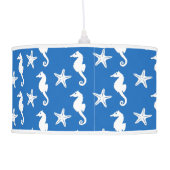 Seahorse & starfish - white on cobalt blue ceiling lamp (Back)