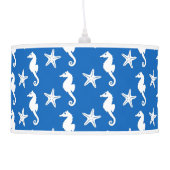Seahorse & starfish - white on cobalt blue ceiling lamp (Left)