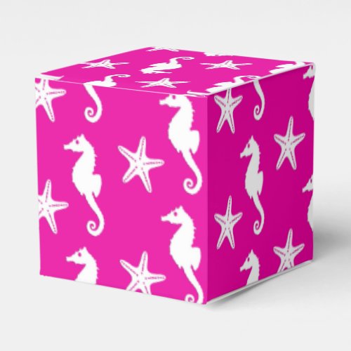 Seahorse  starfish _ white on fuchsia pink favor boxes