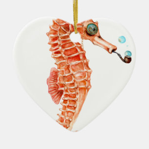 Seahorse Steampunk Ceramic Ornament