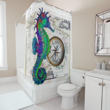 Seahorse Steampunk Shower Curtain by EveyArtStore at Zazzle