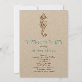 Seahorse Summer Birthday Party Invitation by PartyPrep at Zazzle