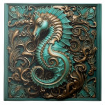 Seahorse Teal and Copper Marine Life Aquatic Ceramic Tile<br><div class="desc">Dive into the beauty of the ocean with this marine life-inspired artwork. The 3D effect adds depth and realism to the seahorse, making it pop off the product. Whether you're a sea lover or just appreciate stunning artwork, this design is sure to make a splash. Get it on various items...</div>