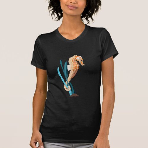 Seahorse tethered on Seaweed T_Shirt