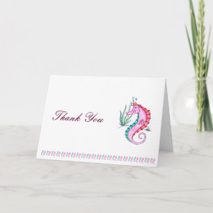 Seahorse Thank You Card in Art Deco Colors