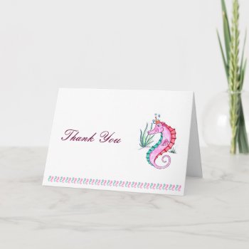 Seahorse Thank You Card In Art Deco Colors by christymurphy123 at Zazzle