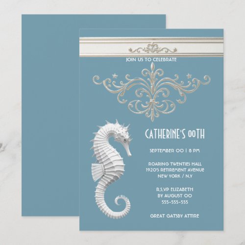 Seahorse theme summer beach birthday blue white