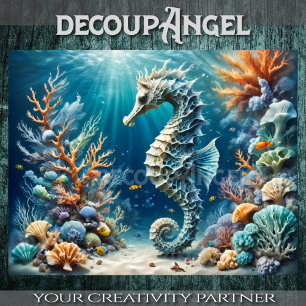 Seahorse Treasure Beneath the Waves - Decoupage - Tissue Paper