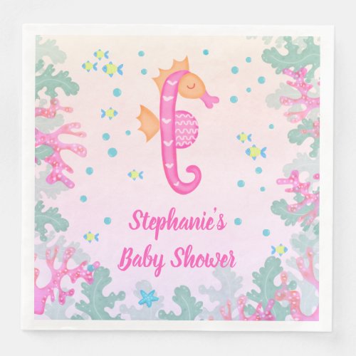 Seahorse Under The Sea Baby Shower Paper Dinner Napkins