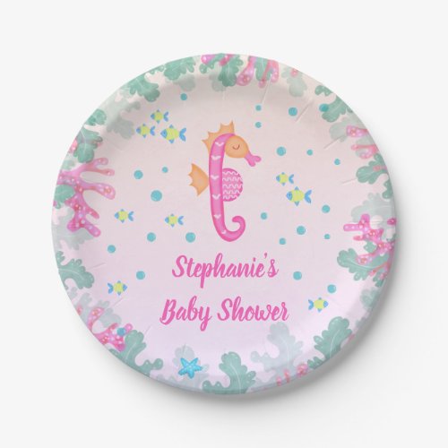 Seahorse Under The Sea Baby Shower Paper Plates